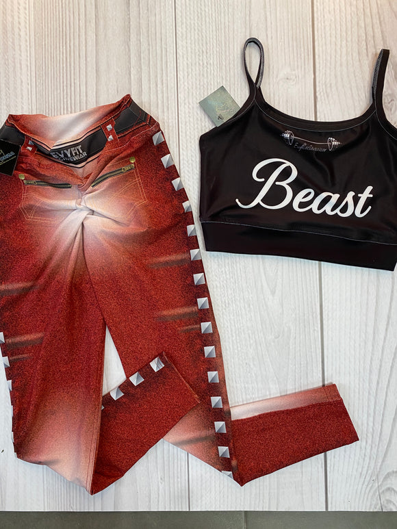 Matchin set fake red beauty/beast