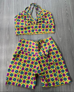 Set short amarillo flores