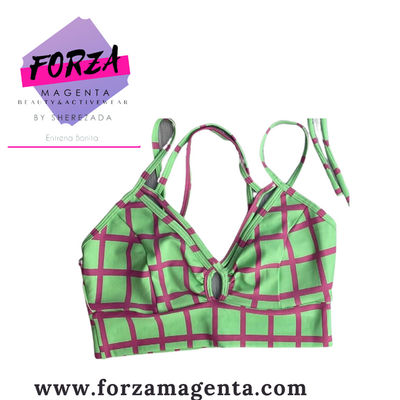 Top de cuadros verde menta