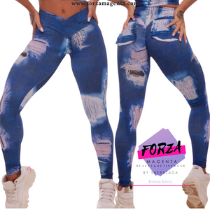 Legging fake jean corte v