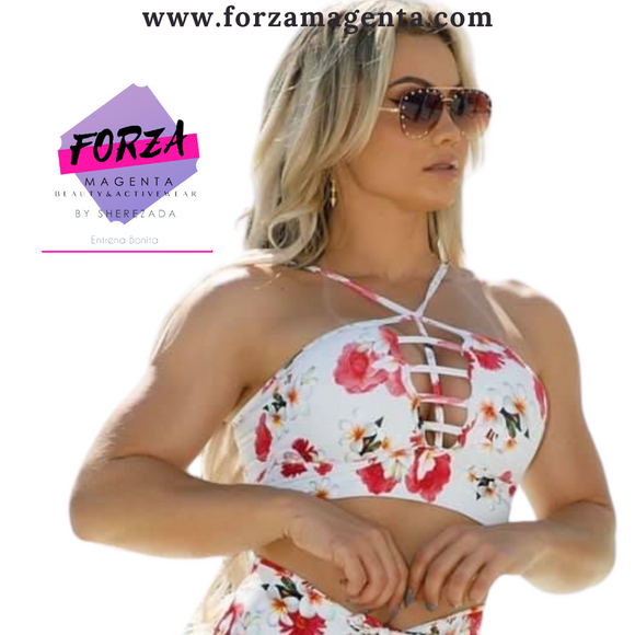 Top flores rojas