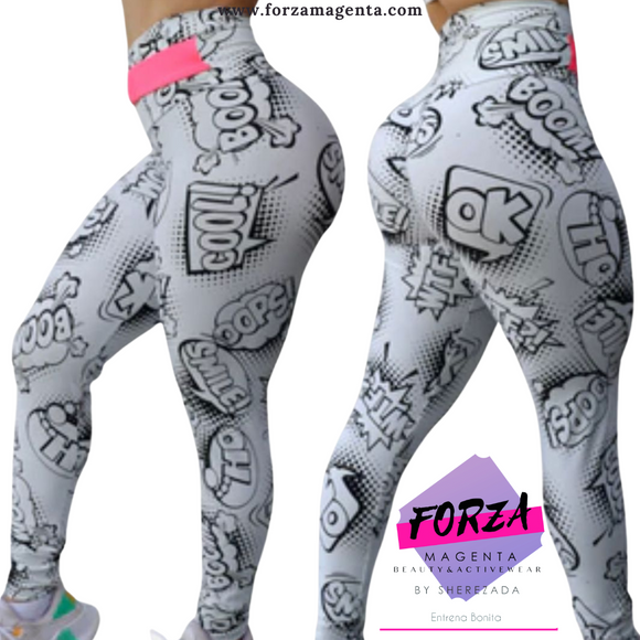 Legging comics pretina rosa