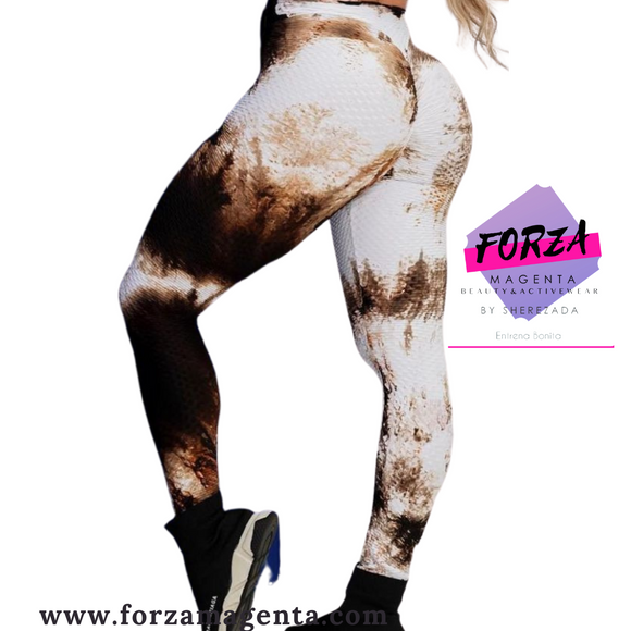 Legging tie dye chocolate con crema