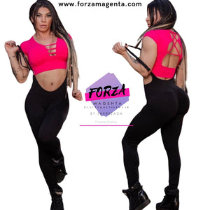 OVEROL NEGRO TOP ROSA